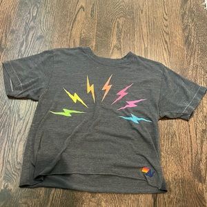 Aviator Nation Rainbow Bolt Boyfriend Tshirt Size M